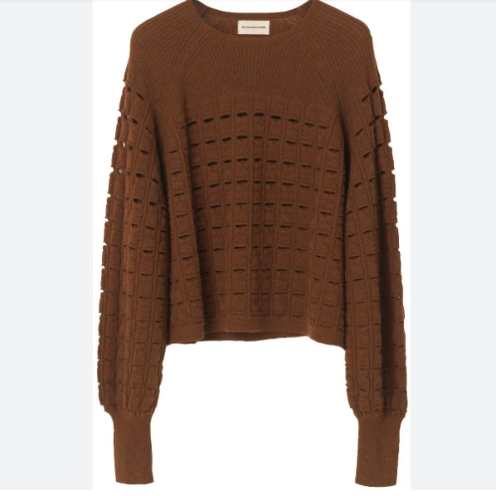 Malene Birger Pointelle Sweater in Brown